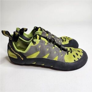 La Sportiva Tarantulace Mens Size 11.5 Green
Gray Suede Lace Up Climbing Shoes